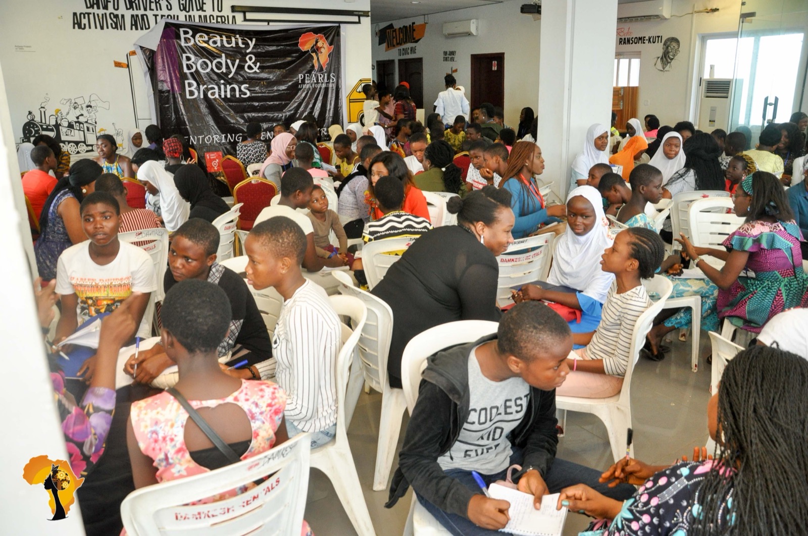 Mentors working with girls