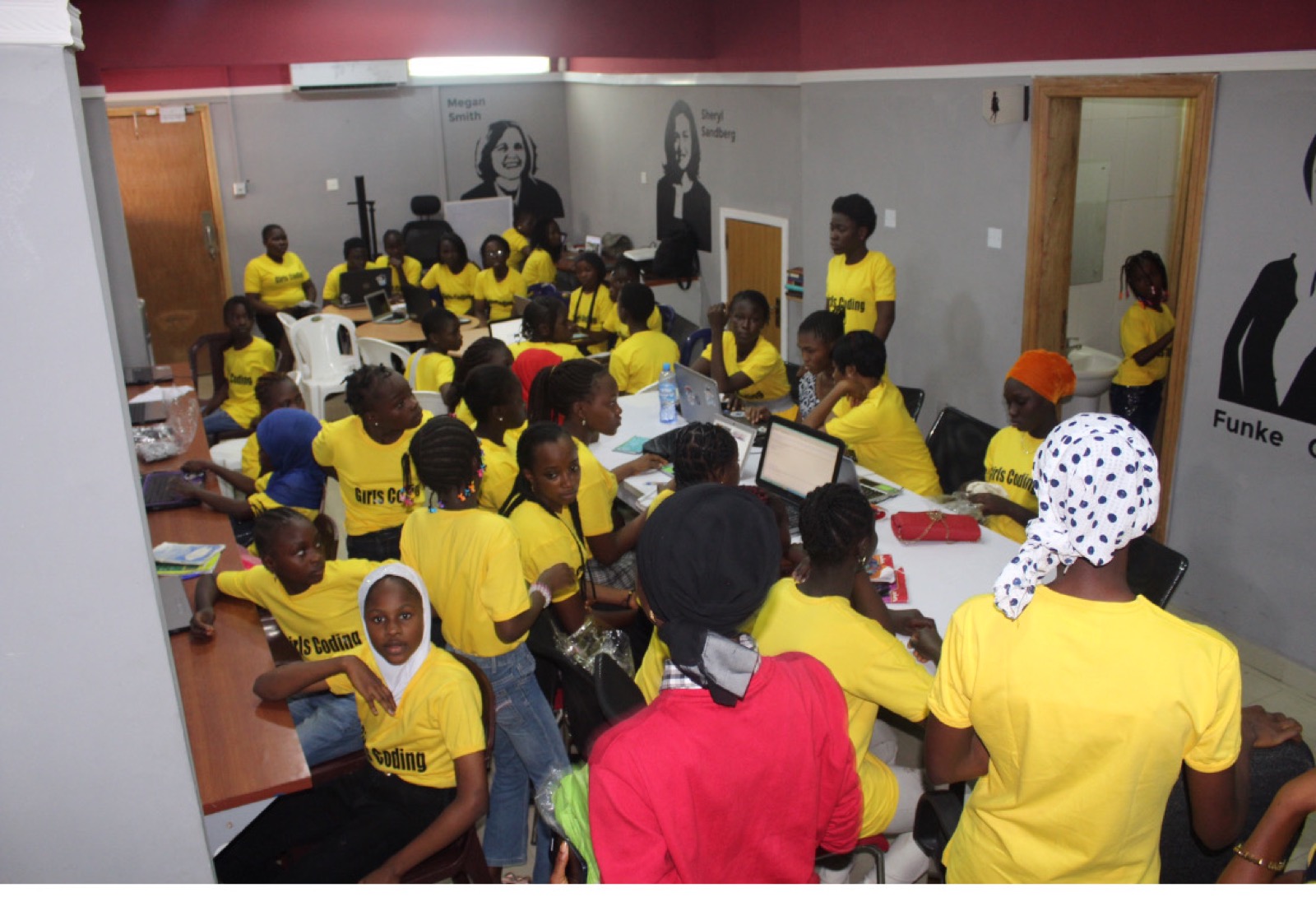 Girls at a GirlsCoding Summer Code Camp